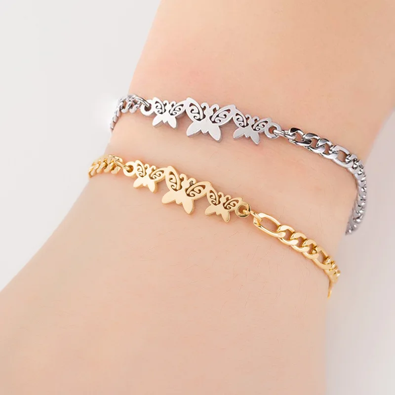 

New Fashion Adjustable 3 Colors Charm Butterfly Stainless Steel Bracelets Necklace for Women Gift Free Shipping Bulk Items
