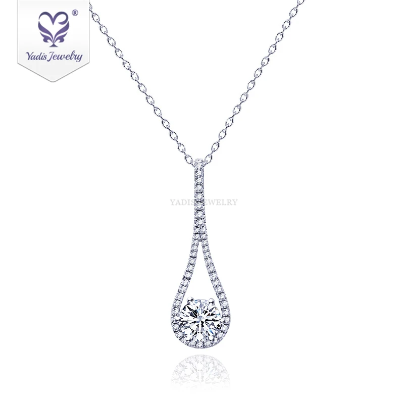 

Fashion design moissanite gemstone 10k white gold pendant necklace for wedding