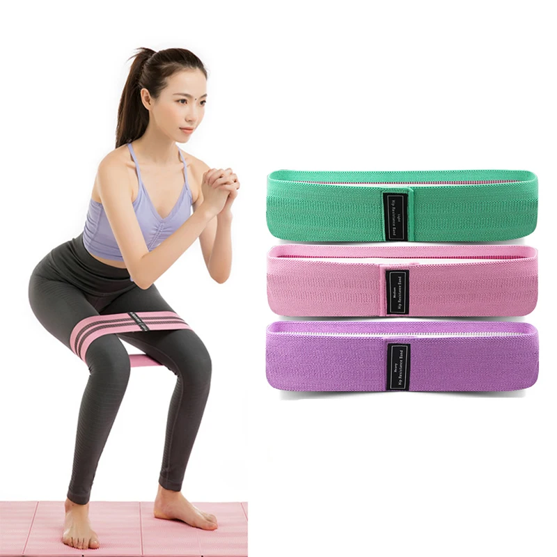 

Amazon Hot Sale Yoga Body Private Label Fitness Cotton Fabric Elastic Leg Exercise Workout Fitness Hip Resistance Band, Support customized color