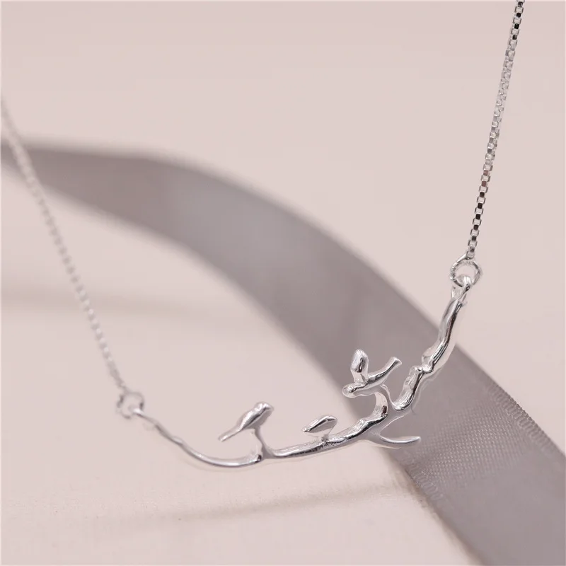 

925 Silver Branches Pendant Necklace silver necklace for women Pendant Necklace Jewelry, As picture