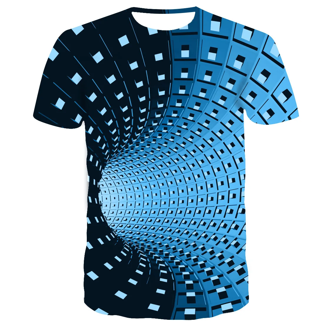 

Summer round neck 3D abstract geometric print men's T-shirt