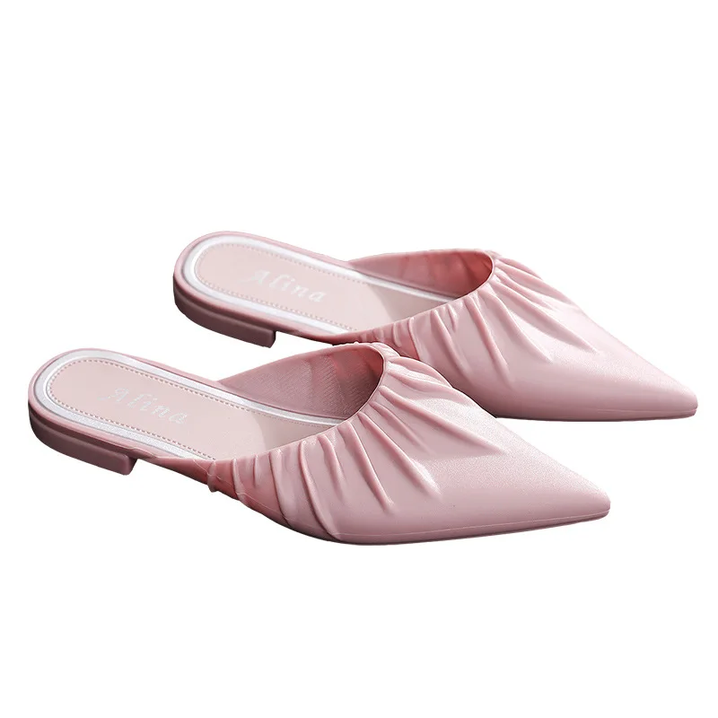 

New pointed slippers women's summer fashion outer wear casual all-match slippers pleated sandals