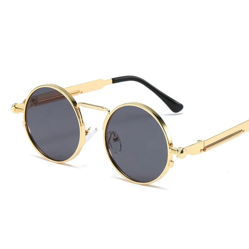 

Vintage Round Punk Sunglasses Men's Spring Metal Steampunk Mirror Sun Glasses For Men Women Retro Personality Eyewear, As picture