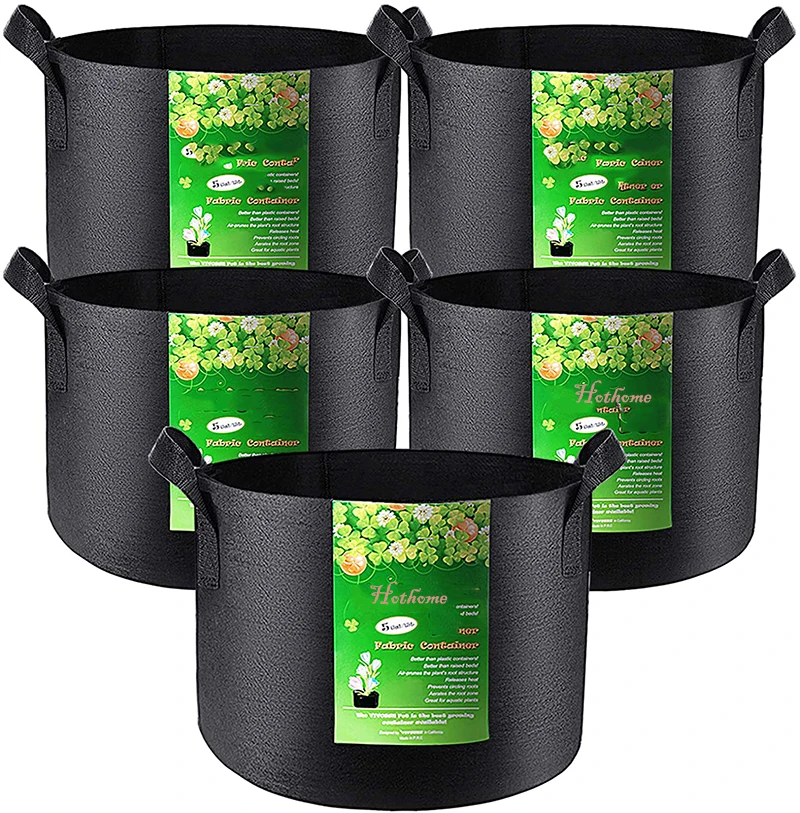 

10 gallon New Arrival Non Woven Felt Fabric Outdoor Garden Flower Grow Bag Fabric Pot High Quality Grow Bags with handle, Black, or customized color