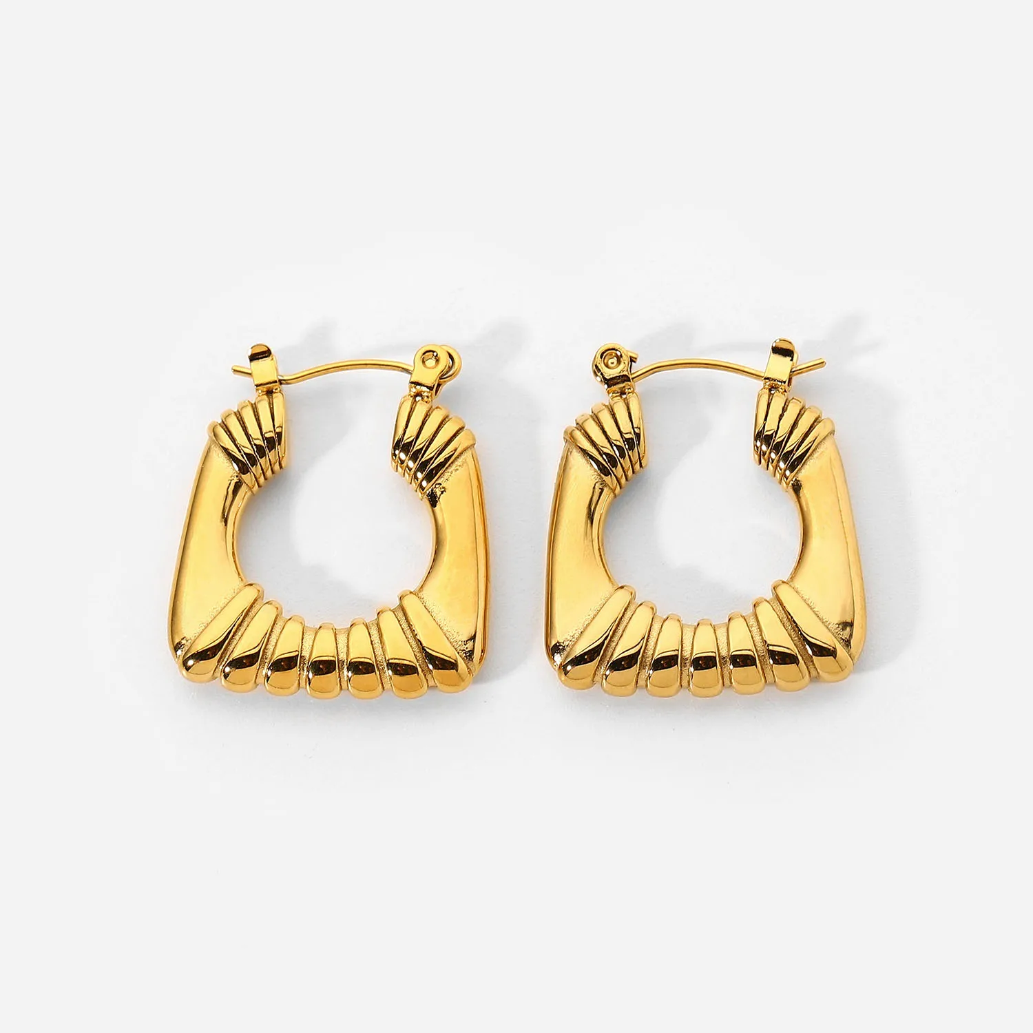 

Trapezoid 18k Golden Hoop Earrings Stainless Steel Jewelry Trendy Statement Huggie Earrings For Women Gift