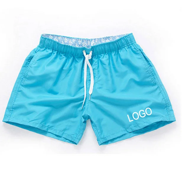 

Customized Logo 16 colors Solid Plain Blue Mens Swim Trunks Quick Dry Outdoor Slim Beach Shorts Boardshorts Swimwear Men