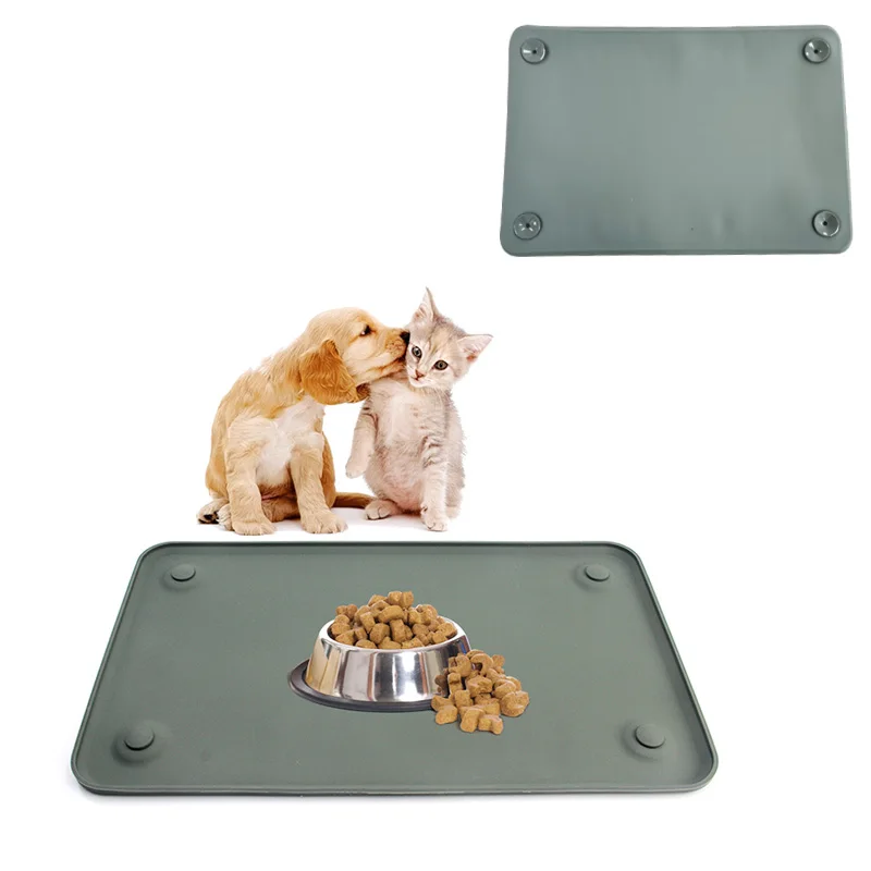 

Upgraded Waterproof Non Slip Silicone Dog Pet Food Floor Tray Feeding Mat Haustier Matte with Strong Suction Cup, Any pantone color or customized