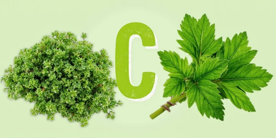 Fresh chervil leaves on a cutting board