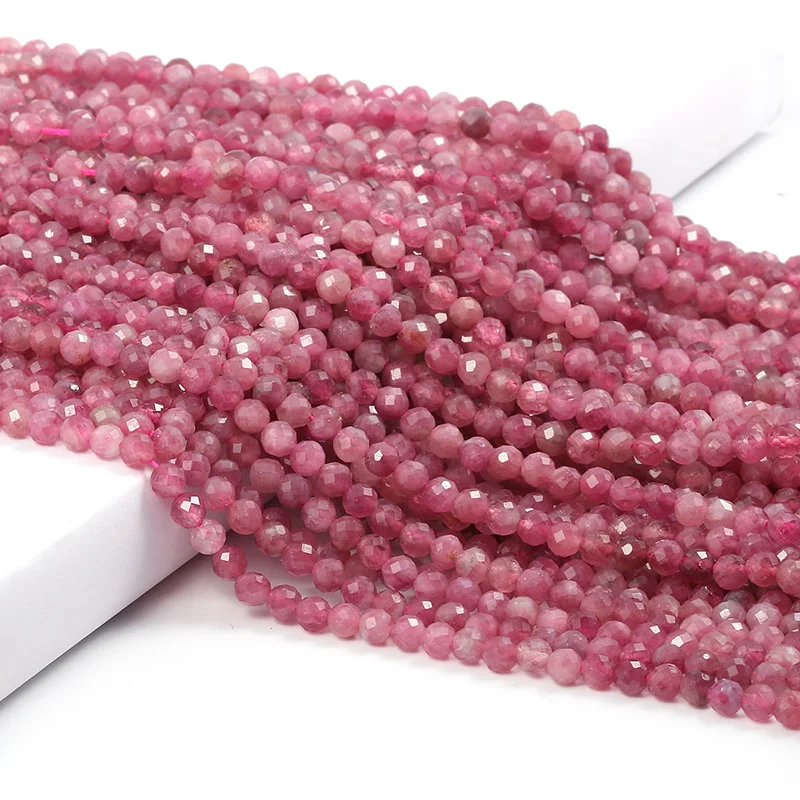 

Faceted Gemstone Beads 2mm 3mm 4mm, Faceted Pink Tourmaline Beads for Necklace Jewelry Making