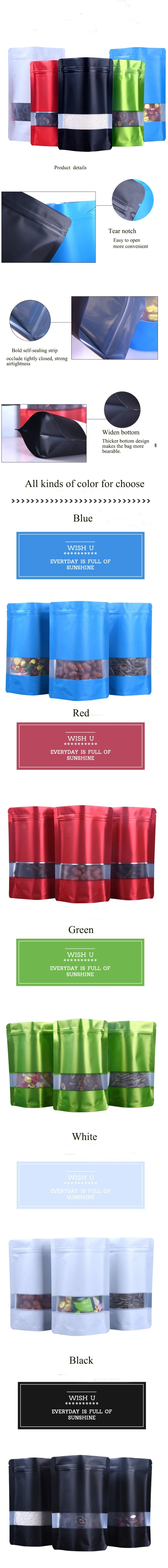 Custom Print Stand Up Doypack Pouch Aluminumh Foil Lined Food Tea Packaging Bag With Window