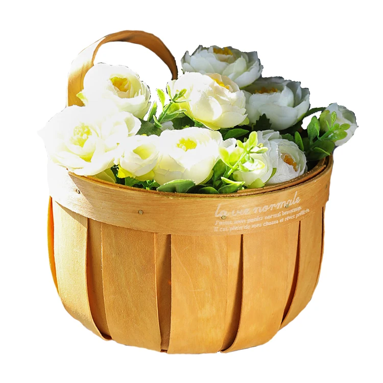 

Environmentally friendly wall mounted decorative wooden flower basket storage basket, Customized