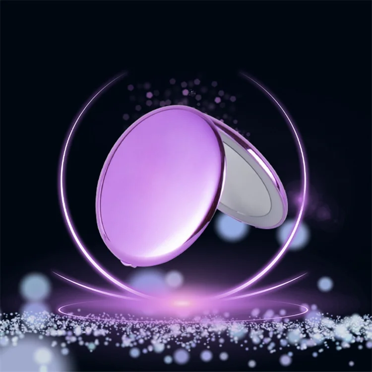 

Folding Double Sides Magnifier Touch Screen Round Shape Led Lights Makeup Pocket Compact Mirror Custom