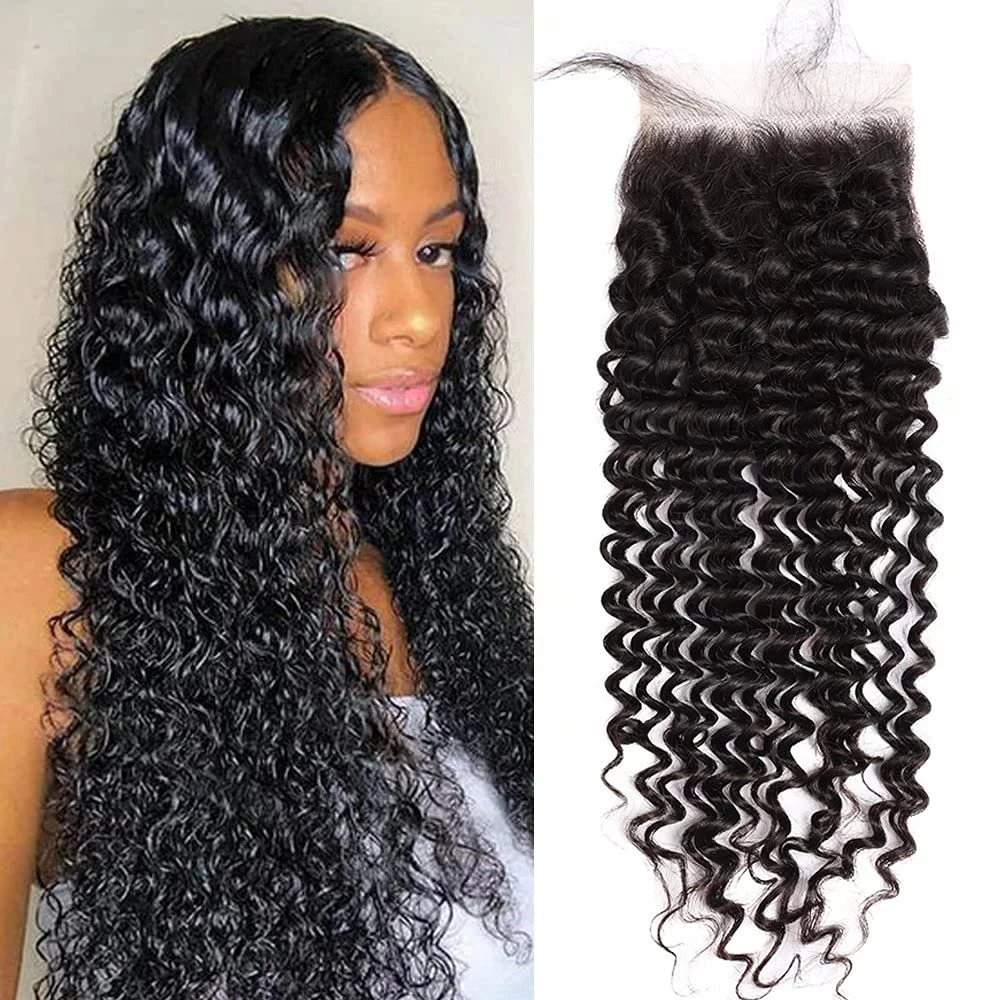 

Wholesale Price 10a Grade Virgin Unprocessed Brazilian Human Hair Closure Jerry Curly Wave Human Hair 4x4 Hd Lace Closure