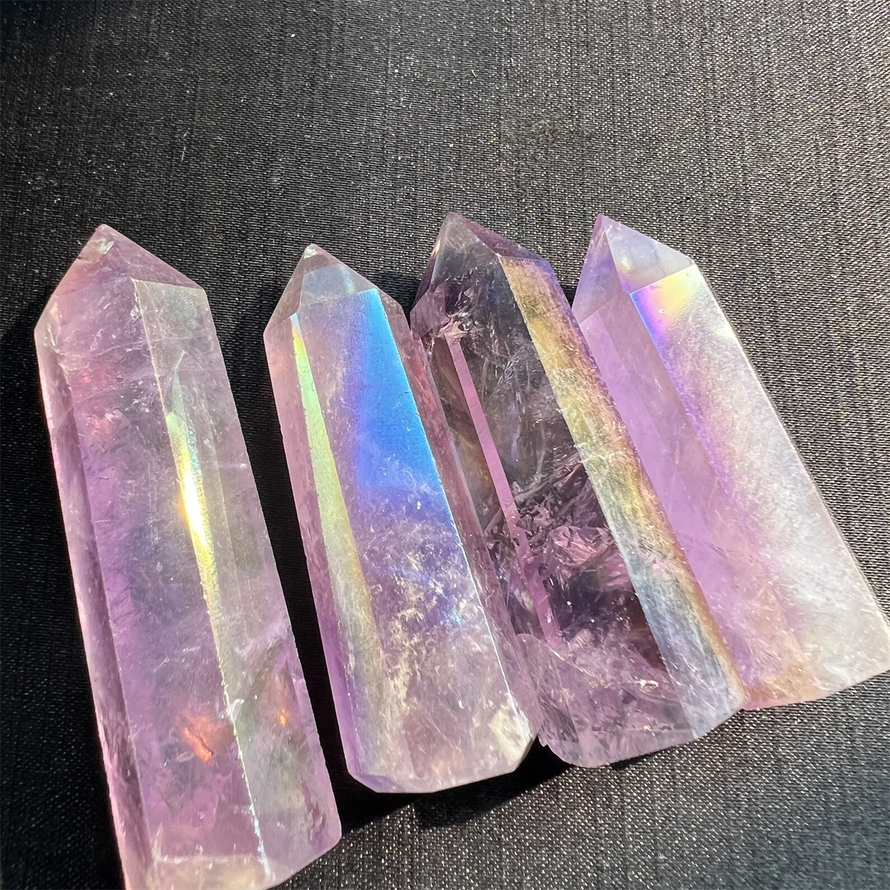 

Natural Crystals Healing Stone Han Angel Aura Quartz Tower 5-7 cm Electroplate Rainbow Amethyst Point