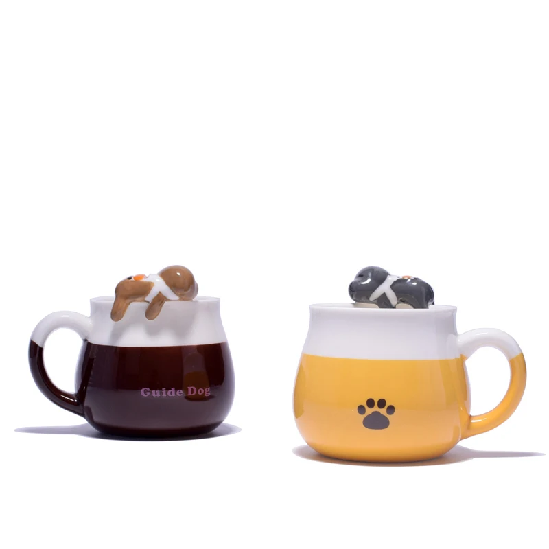 

Cute 3D Cartoon Ceramic Printed Designs Handmade Cup 9 OZ Tea Mug Couple Gift, White