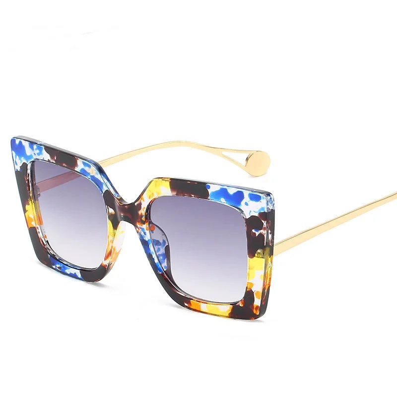 

Hot sale fashion style wholesale shades pearl metal temple square sunglasses women, Gold