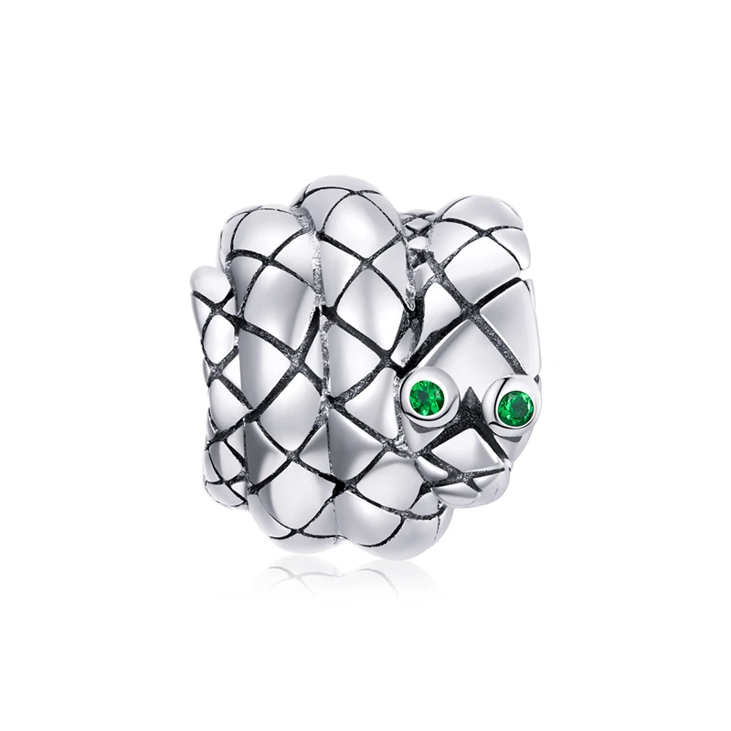 

SCC1770 Vintage snake bead 925 silver round bead charms