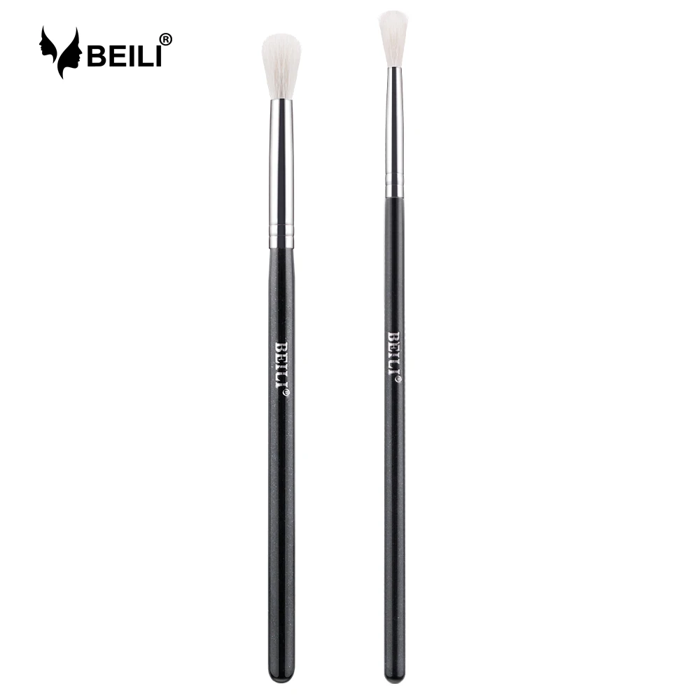 

BEILI Single Shiny black handle new style makeup brush Precise eye brush Natural goat hair private label wholesale