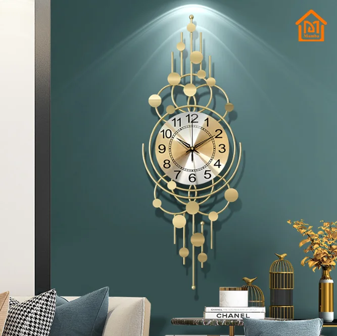 

Art luxury elegant 32 inch long home decoration gold wall clock