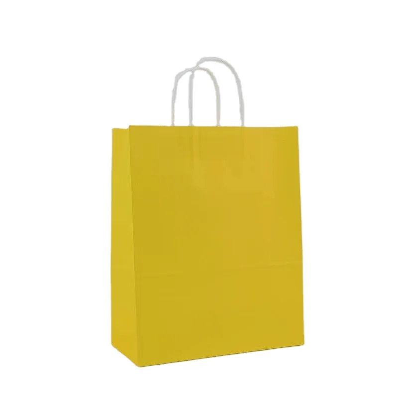 

2022 yellow wholesale custom LOGO kraft paper shopping bag