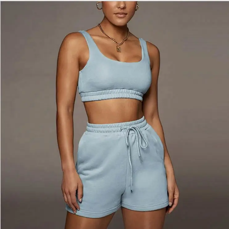 

Women Shorts 2021 Two Piece Cotton Sweat Jogger Short Biker Women's Shorts for Women