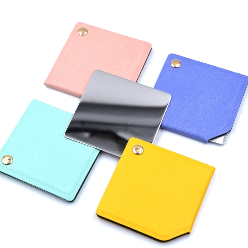 

stainless steel square shape portable makeup mirror twist style wholesale metal pocket mirror custom logo