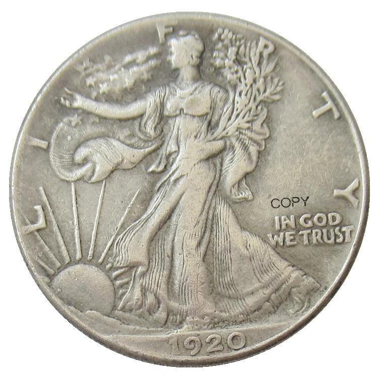 

Reproduction 1920 P/D/S Walking Liberty Half Dollar Silver Plated Decorative Commemorative Coins