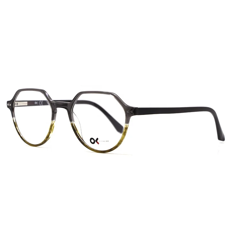 

2021 Custom Logo High Quality Fashion Design Unisex Round Frame Acetate Optical Frame Glasses, 4 colors