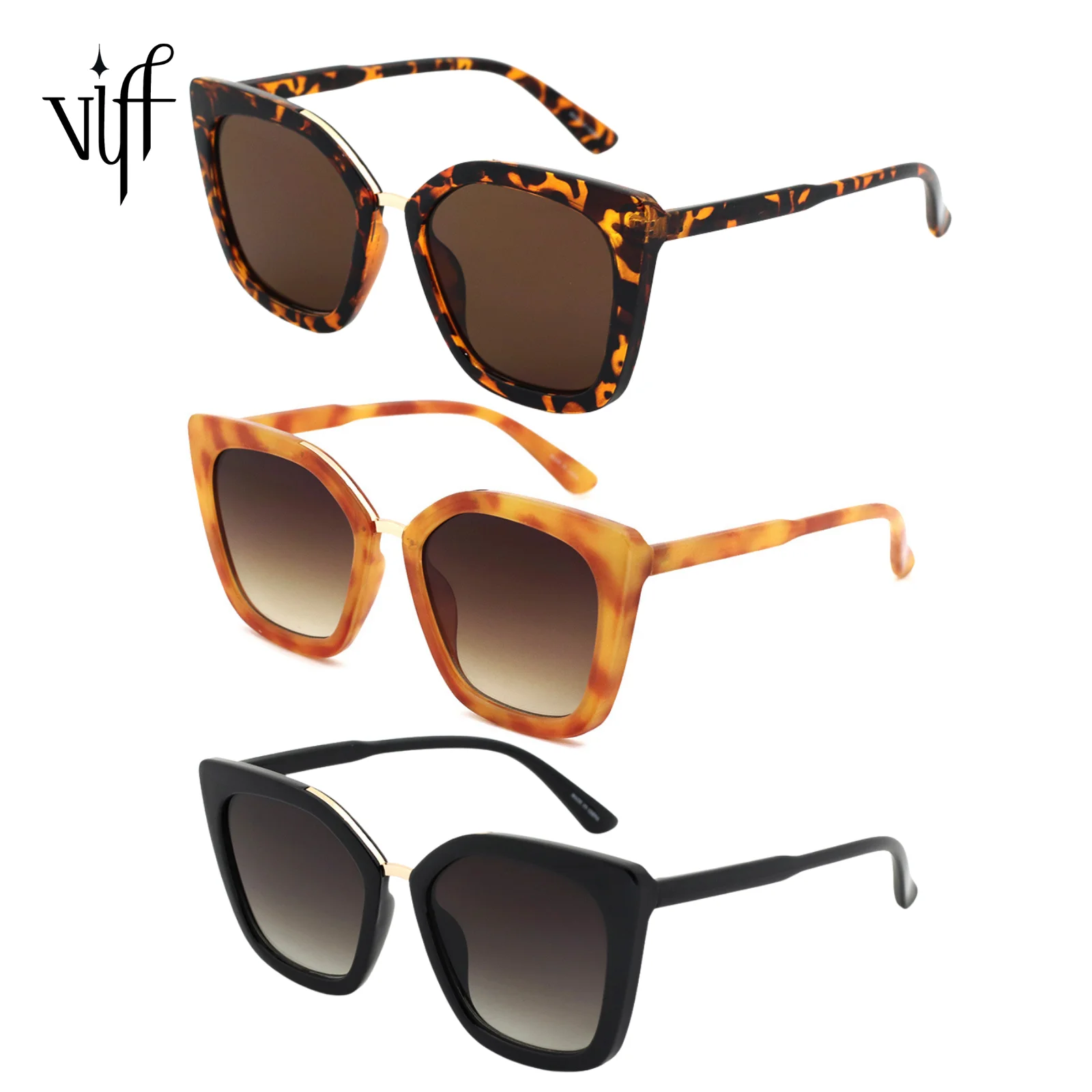 

VIFF HP20557 Vintage Big Frame Sun Glasses River Hot Amazon Seller Chinese Manufacturer Quality fashion Oversized Sunglasses, Multy and can be customized