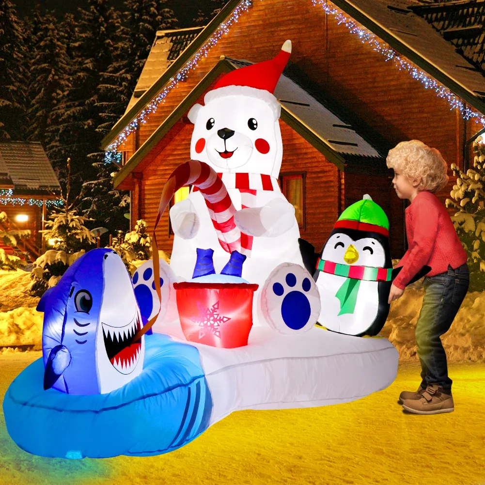 

Ourwarm Greetings Navidad Led Custom Blow Up Yard Polar Bear Outdoor Decor Inflat Christmas Decoration Supplies