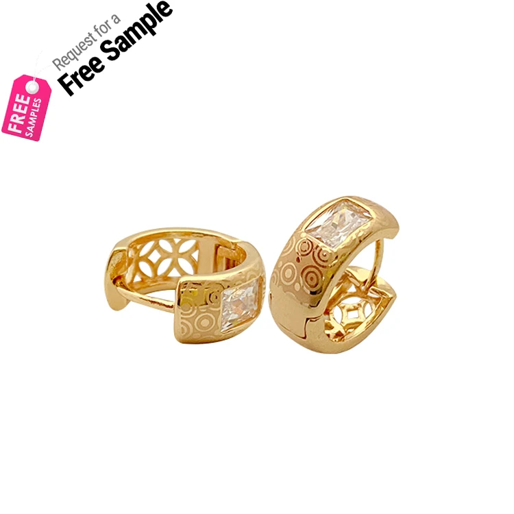 

Saudi gold plated huggie earrings fashion zircon earring designs jewelry for woman