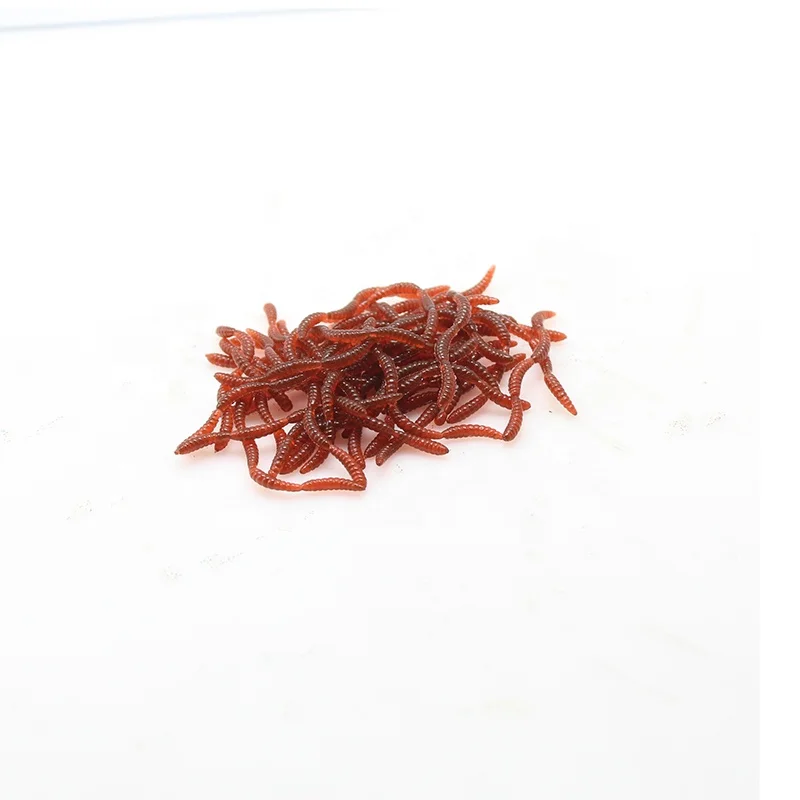 

OEM and on stocks 6cm simulation red soft worm bait with fishy smell four-section earthworm red worm bulk soft fishing lure bait, 2 colors