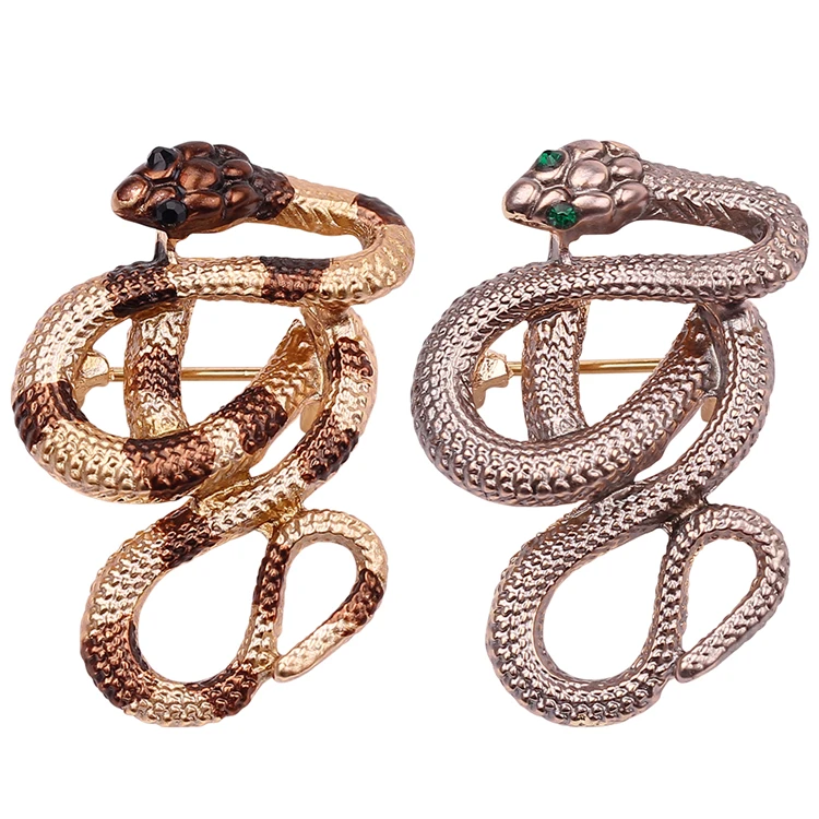 

Fashion Creative Snakes Brooch Hyperbole Animal Lapel Enamel Pin 2 Colors Scarf Suits Pins Jewelry Gift