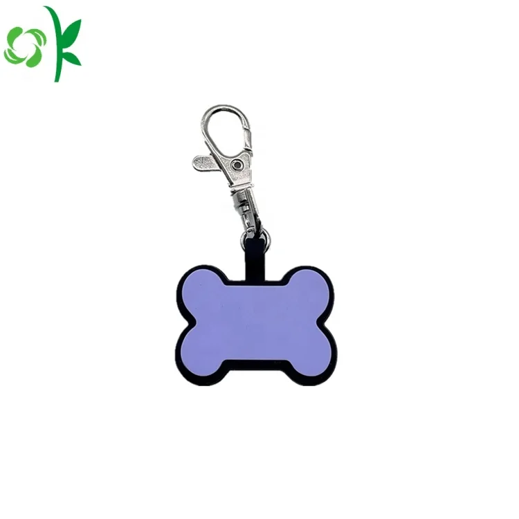 

OKSILICONE Hot Sales Pet Outdoor Accessories ID Tag Custom Silicone Tag Bone Shape Pet Tag With Lobster Clasp For Cats And Dogs