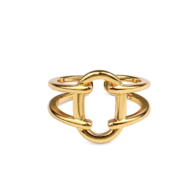 

New Hollow Gold Trend Hip-hop Hollow Out Knotted Opening Adjustment Ring