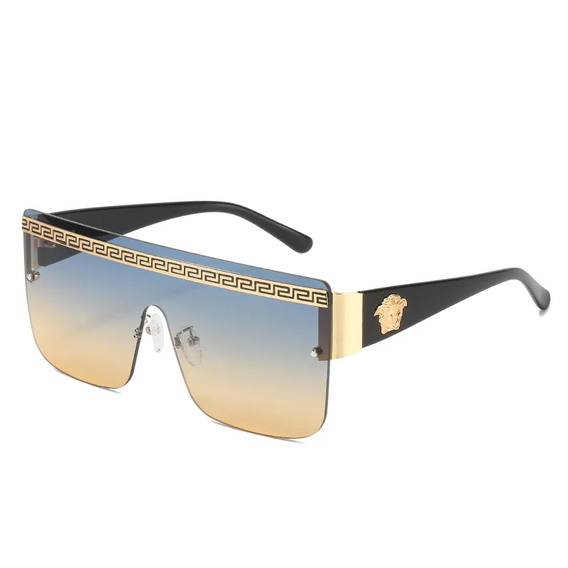 

2021 new fashion personality conjoined Sunglasses trend box glasses European and American big frame one Sunglasses men and women
