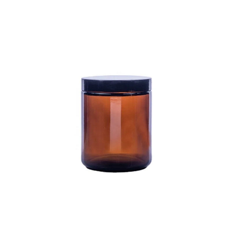 

250ml 8oz empty dark amber glass candle jar with lid candles scented glass jar