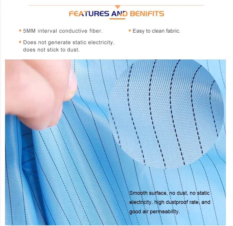 Polyester Material ESD Cleanroom Suit For Cleanroom - KingCare | KingCare.net