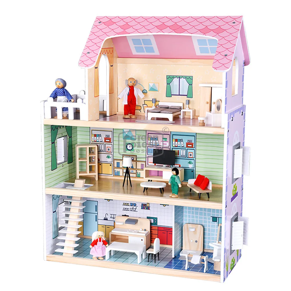 

For sale with mini wooden doll house furniture kids playground houses