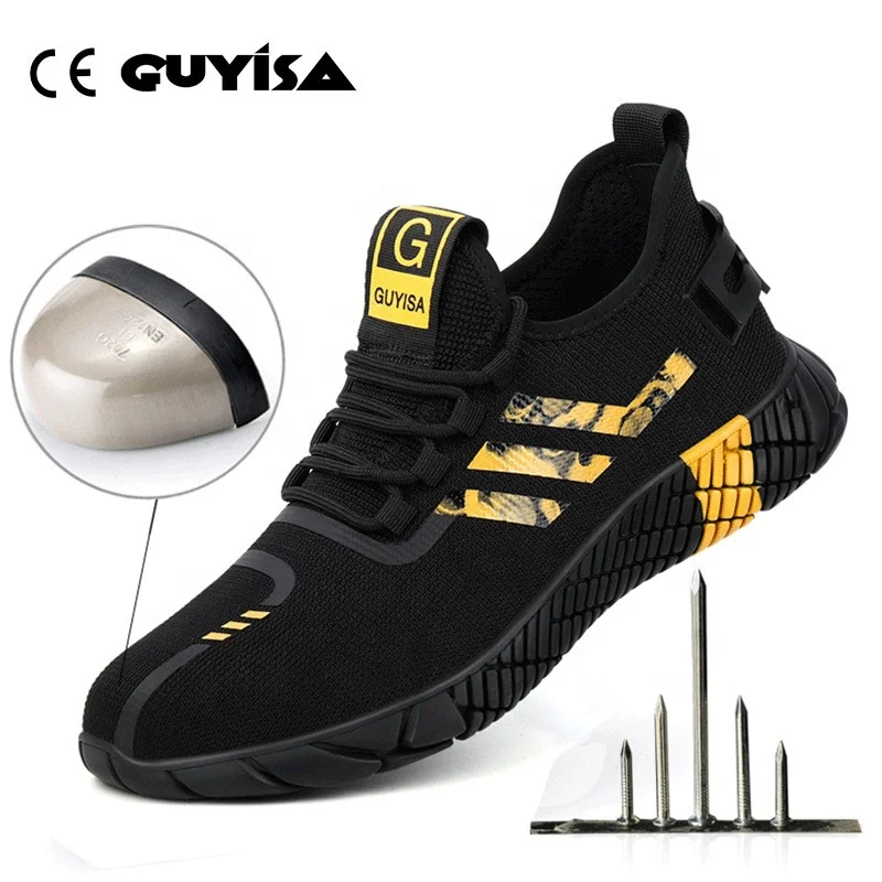 

GUYISA Steel Toe safety shoes Men and Women Puncture Proof Work Construction Breathable Light weight Safety Shoes
