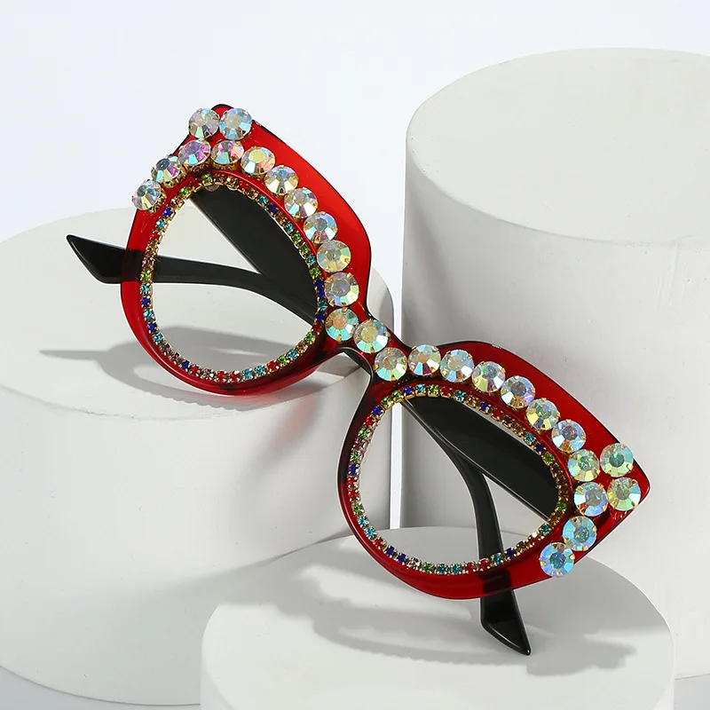 

L06205 Rhinestone Cat Eye Glasses Women Luxury Brand Fashion Female Oversized Eyewear Diamond Optical Eyeglasses Frames