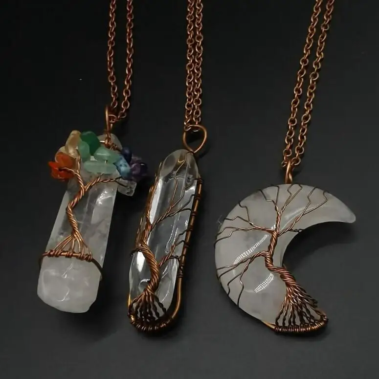 

Natural stone 3pcs/set vintage moon spar necklace for women jewelry