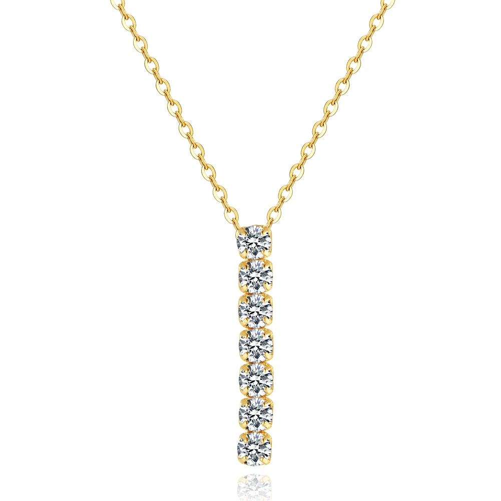 SN346 RINNTIN Custom Simple Gold Drop Y Necklace 3mm White Crystal Cubic Zirconia Pendant Necklace for Women Trendy