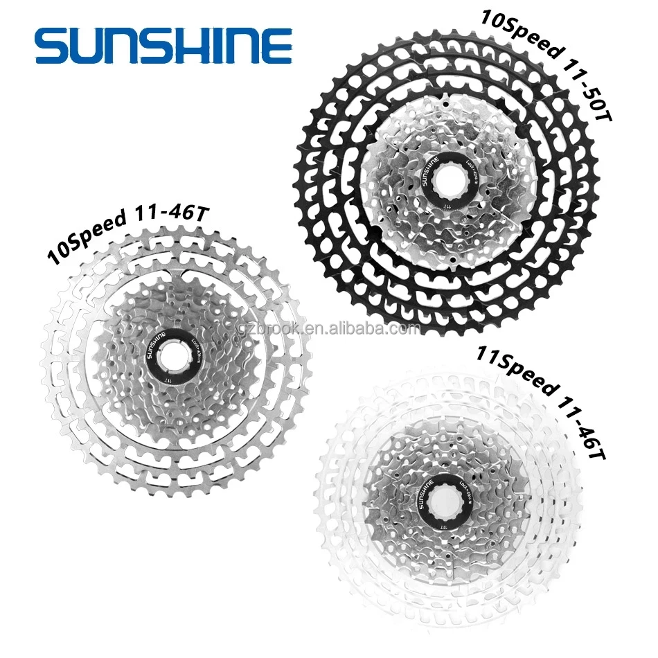 

SUNSHINE 10 Speed Ultralight Mountain Bicycle Flywheel 11-46T Cassette Freewheel MTB Bike Part for Shimano, Sliver