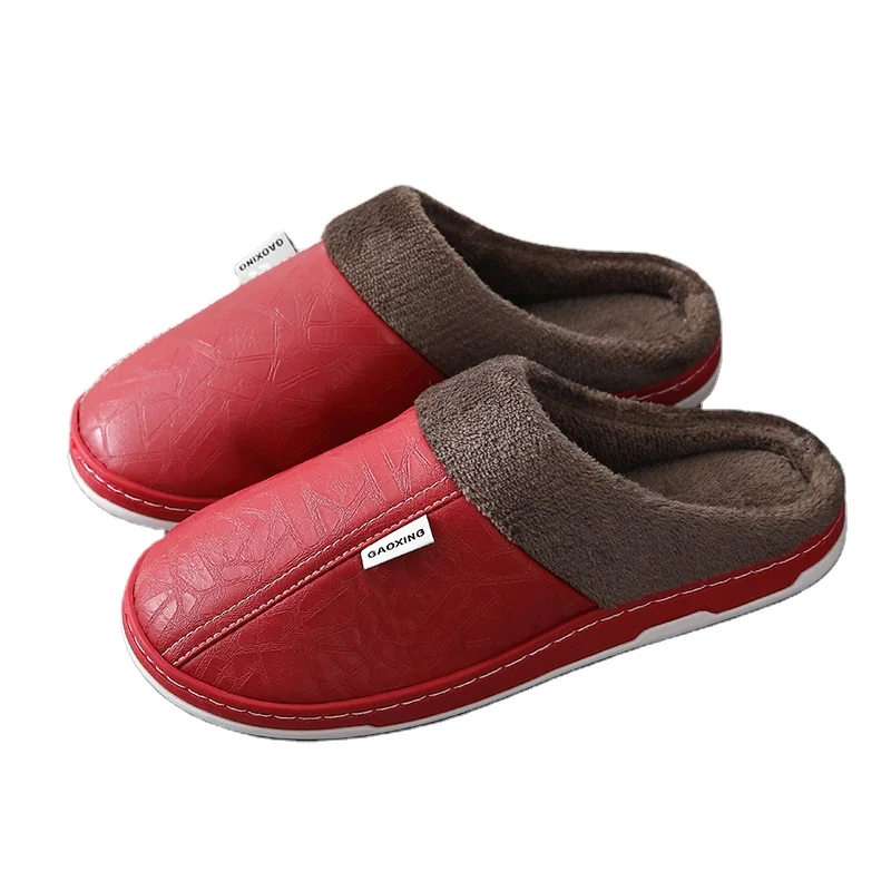 

Waterproof Winter Indoor Slippers Non-Skip Slides Couple Men Women Soft Household Plush Warm Sandals, Solid color