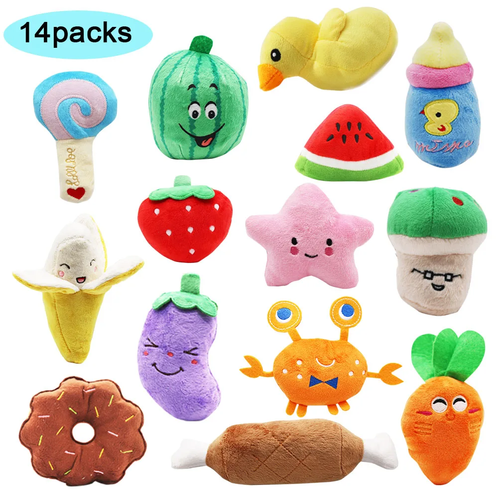 

Cartoon Stuffed Plush Dog Toy 10 11 12 Packs Squeaky Dog Plush Toy Set