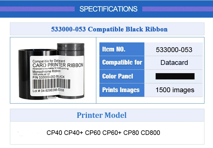 For Entrust Datacard 533000053 Black Monochrome Ribbon Kit 1500