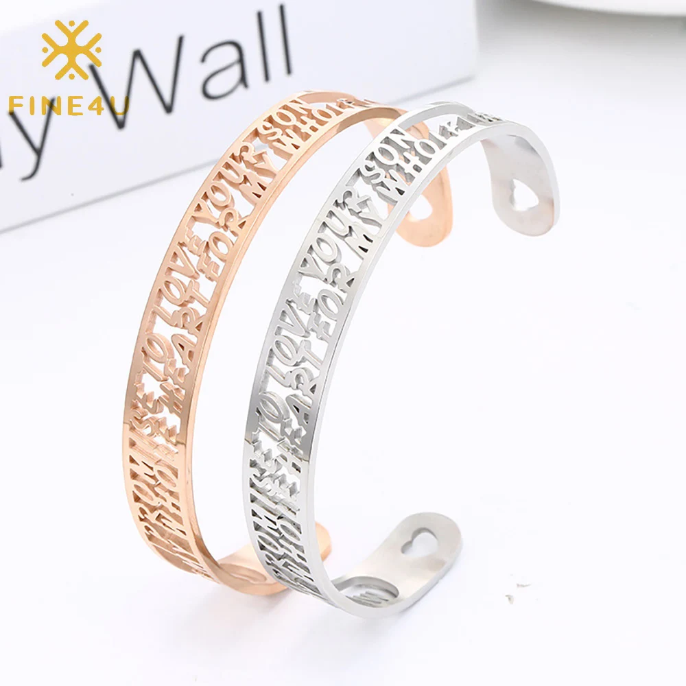 

Wholesale Valentine Gift Custom Couple Fashion Pvd Plated Stainless Steel Bangle Jewelry Cuff Bracelet