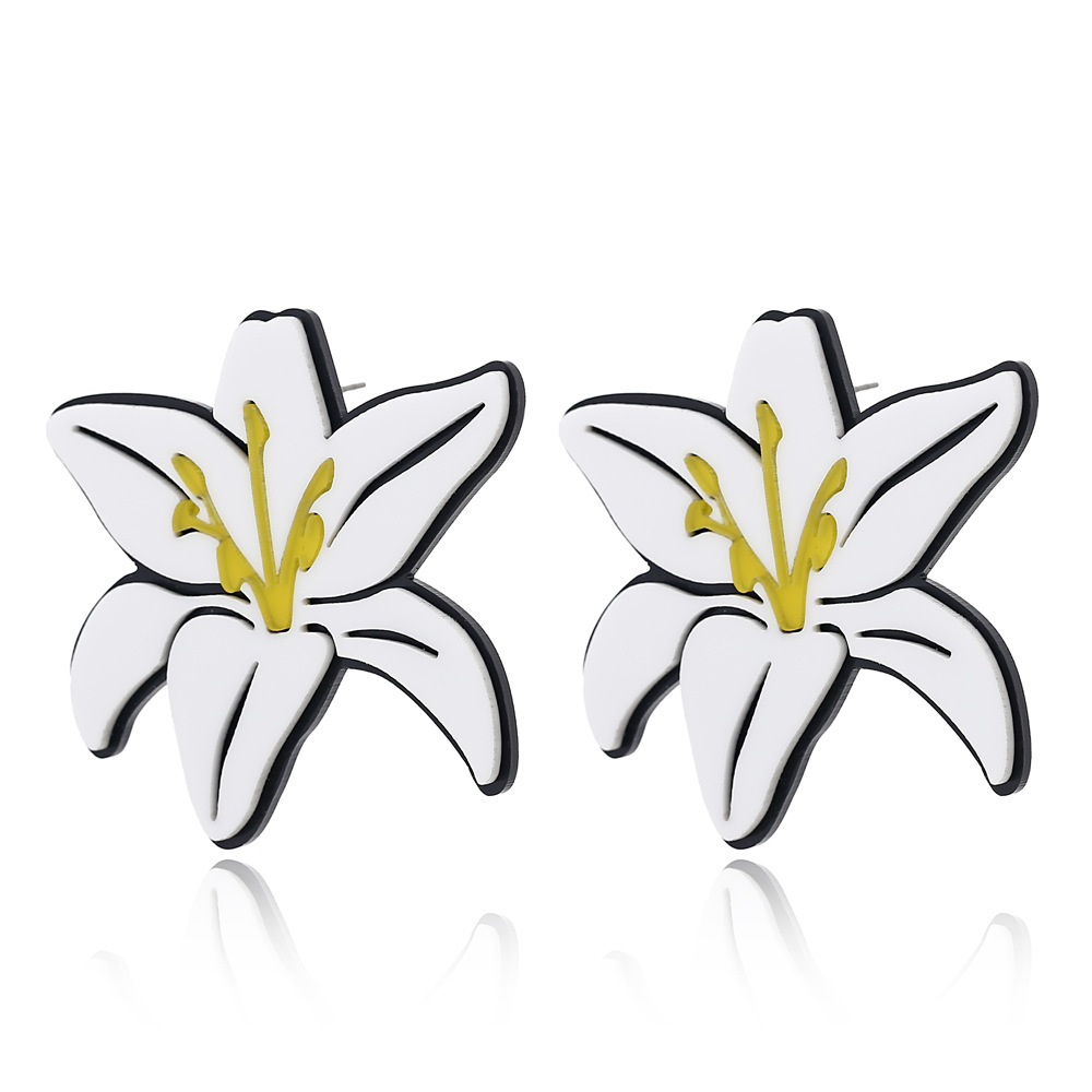 

VRIUA Acrylic Flower Lily Earrings For Women Wedding Party Big Drop Vintage Geometric Boho Earrings Fashion Jewelry