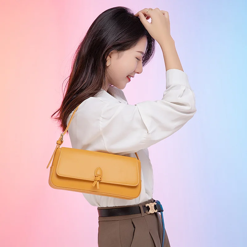 

2021 Fashion Underarm Armpit Luxury Bags Ladies Purse Handbag Wholesales Cowhide Genuine Leather Women American Shoulder Bag, Yellow,white